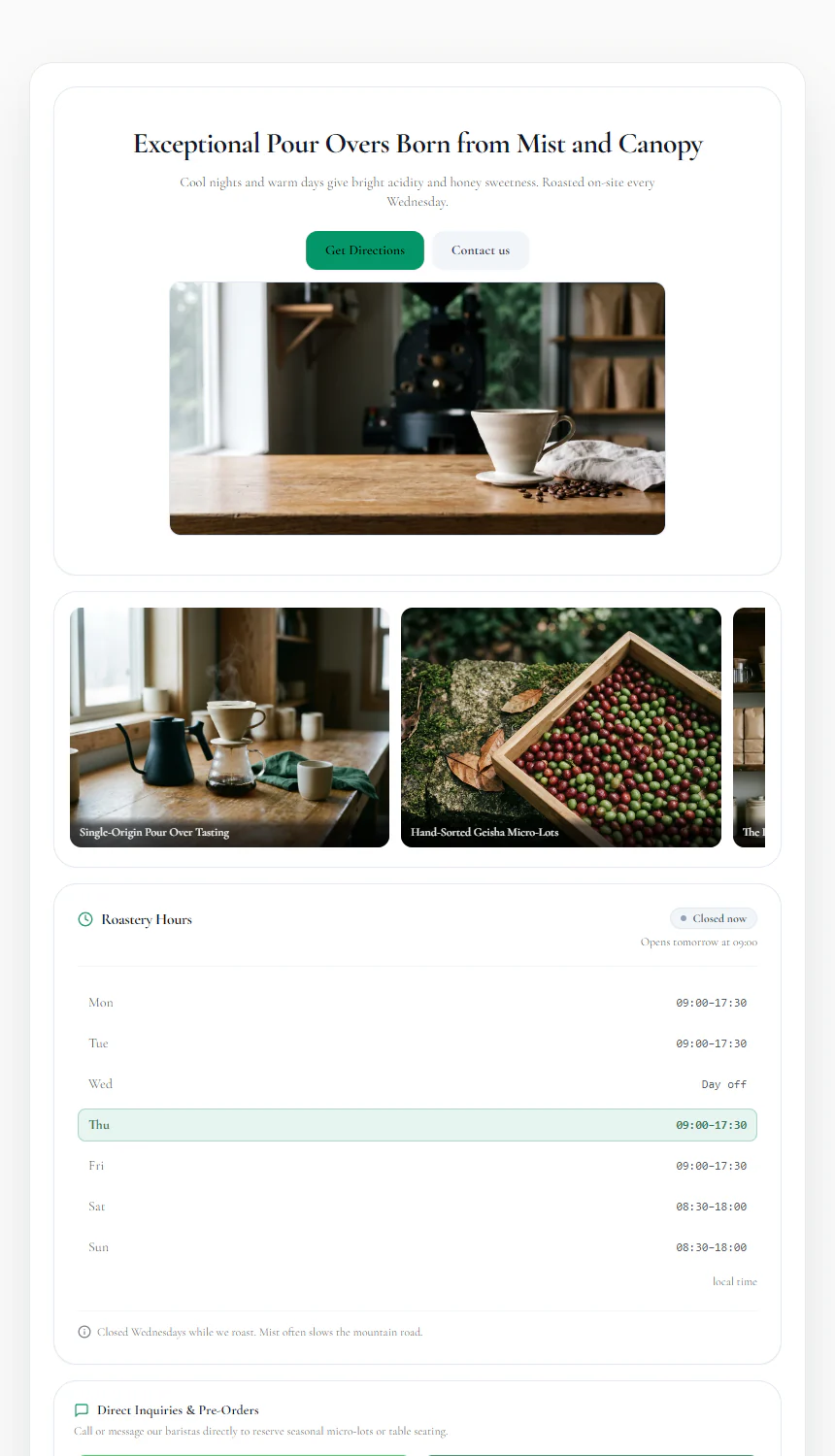 Alisan Forest Coffee — Micro-Lot Roastery Storefront
